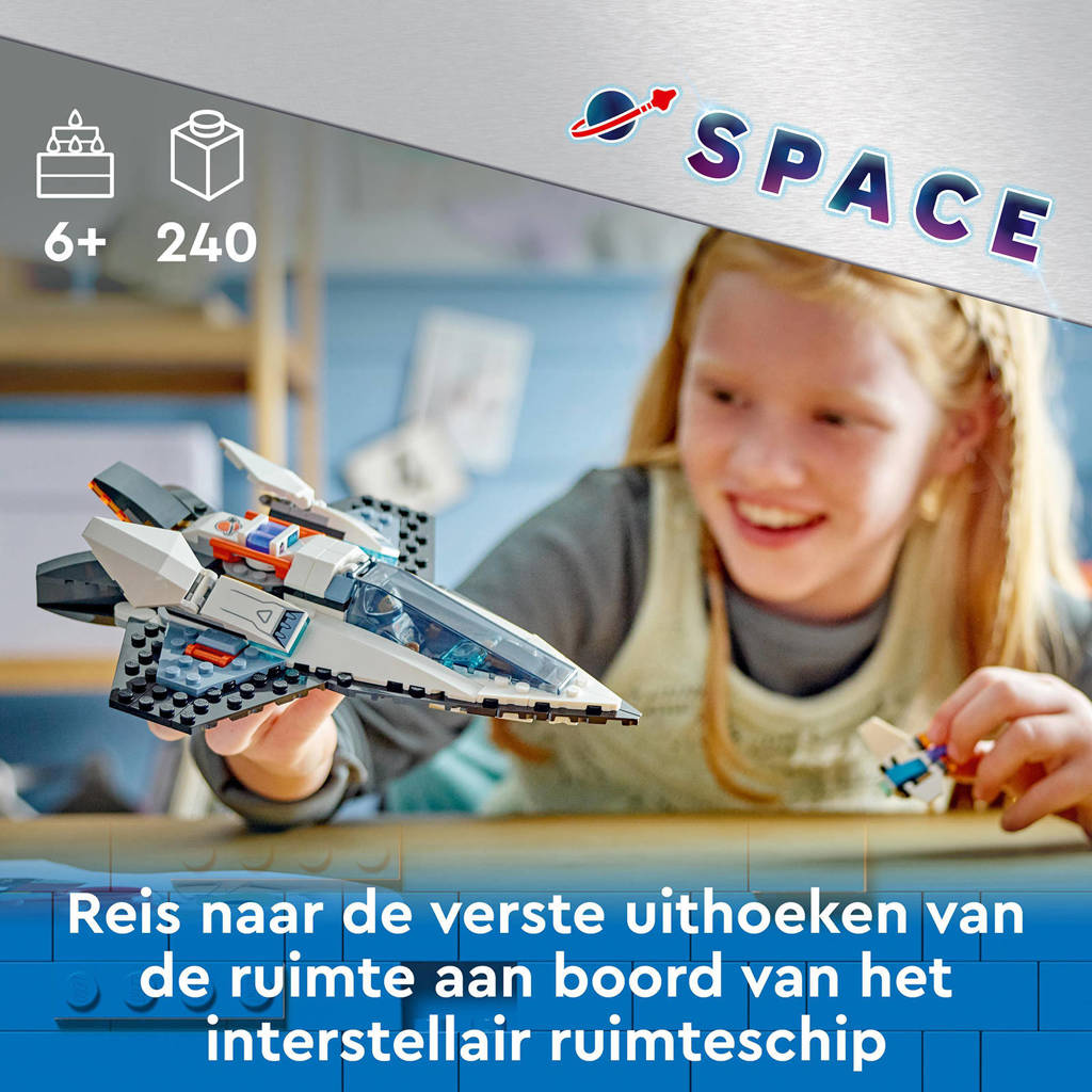 Snel in elkaar te steken en leuk voor kinderenInterstellair ruimteschip Ruimte Speelgoed Set met Astronaut Minifiguur 60430