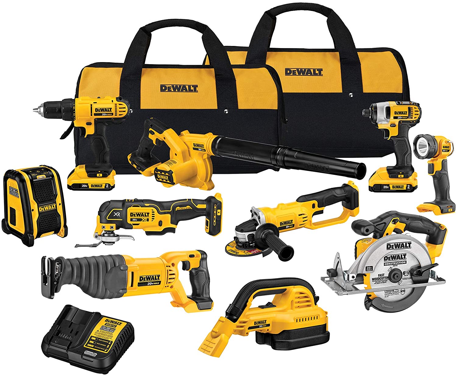 Kit combinado de furadeira sem fio DEWALT 20V Max, 10 ferramentas (DCK1020D2)