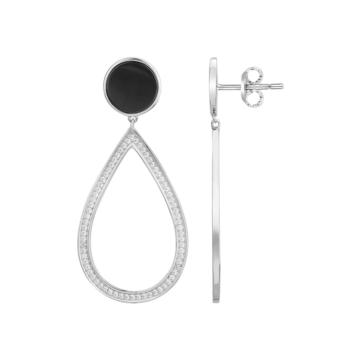 Boucles d'oreilles pendantes en Argent avec oxyde de zirconium blanc