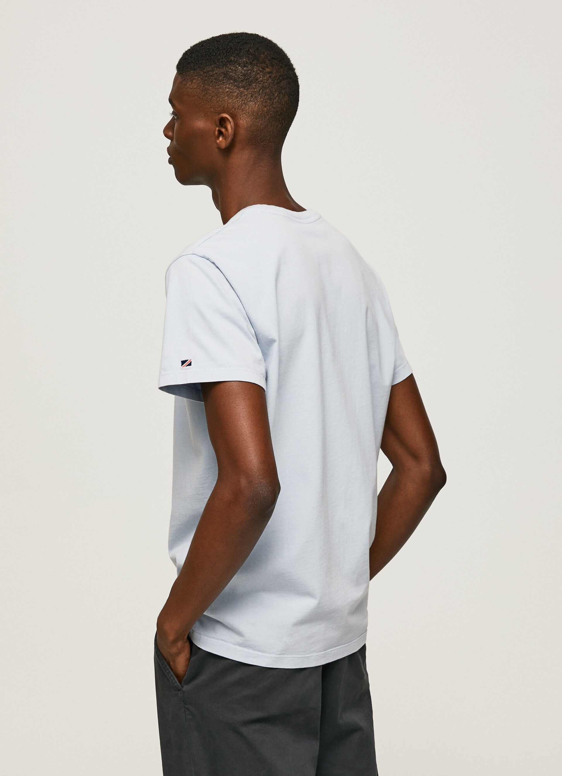 Camiseta de algodão com logo estampado - azul claro