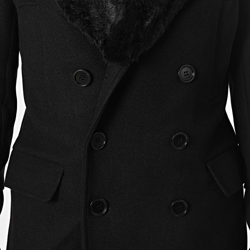 Manteau Col Fourrure Noir