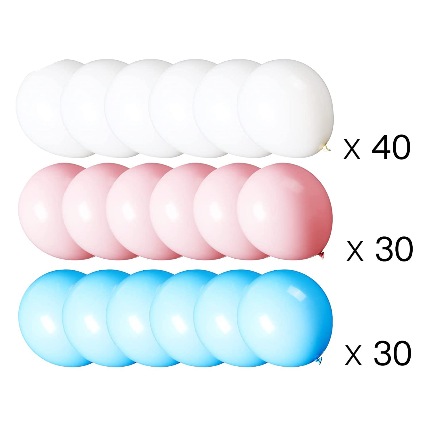 (100er Set) Ø25cm Latex Party Ballons Party Deko Accessoire Luftballons - Blau / Rosa / Weiss