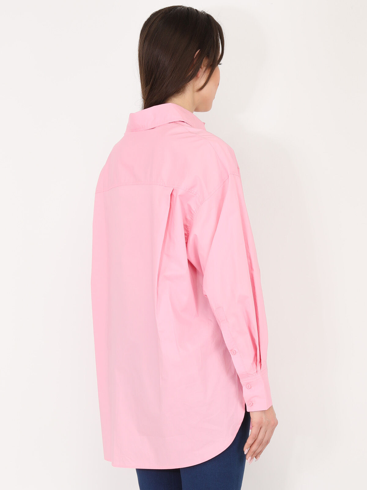 Chemise oversize à fentes- Rose