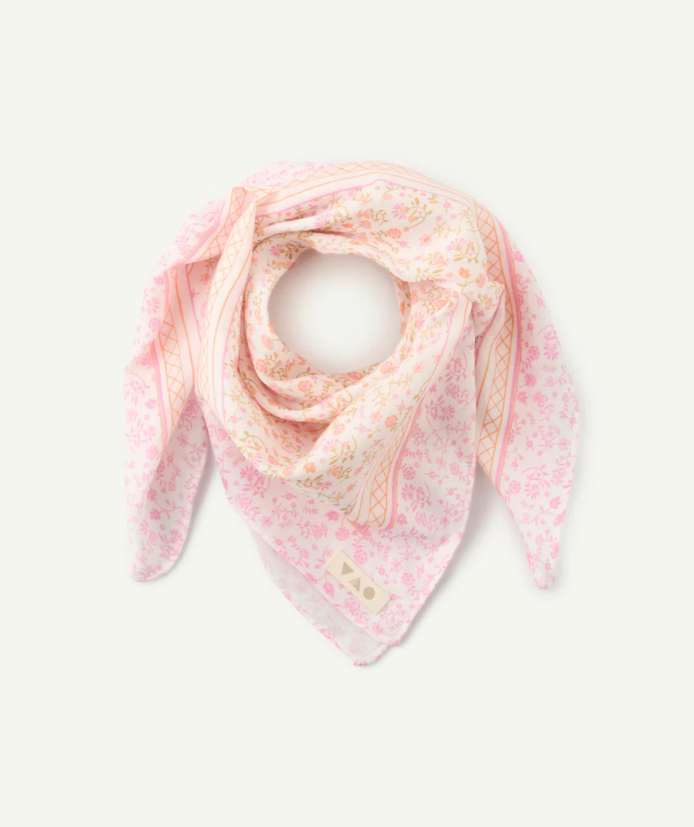 lot de 2 foulards bébé fille rose et blanc imprimé fleuri