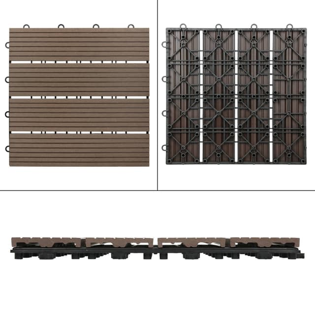 ECD Germany WPC terrassefliser 30x30 cm 33-delt besparelsessæt til 3m² mørkebrun