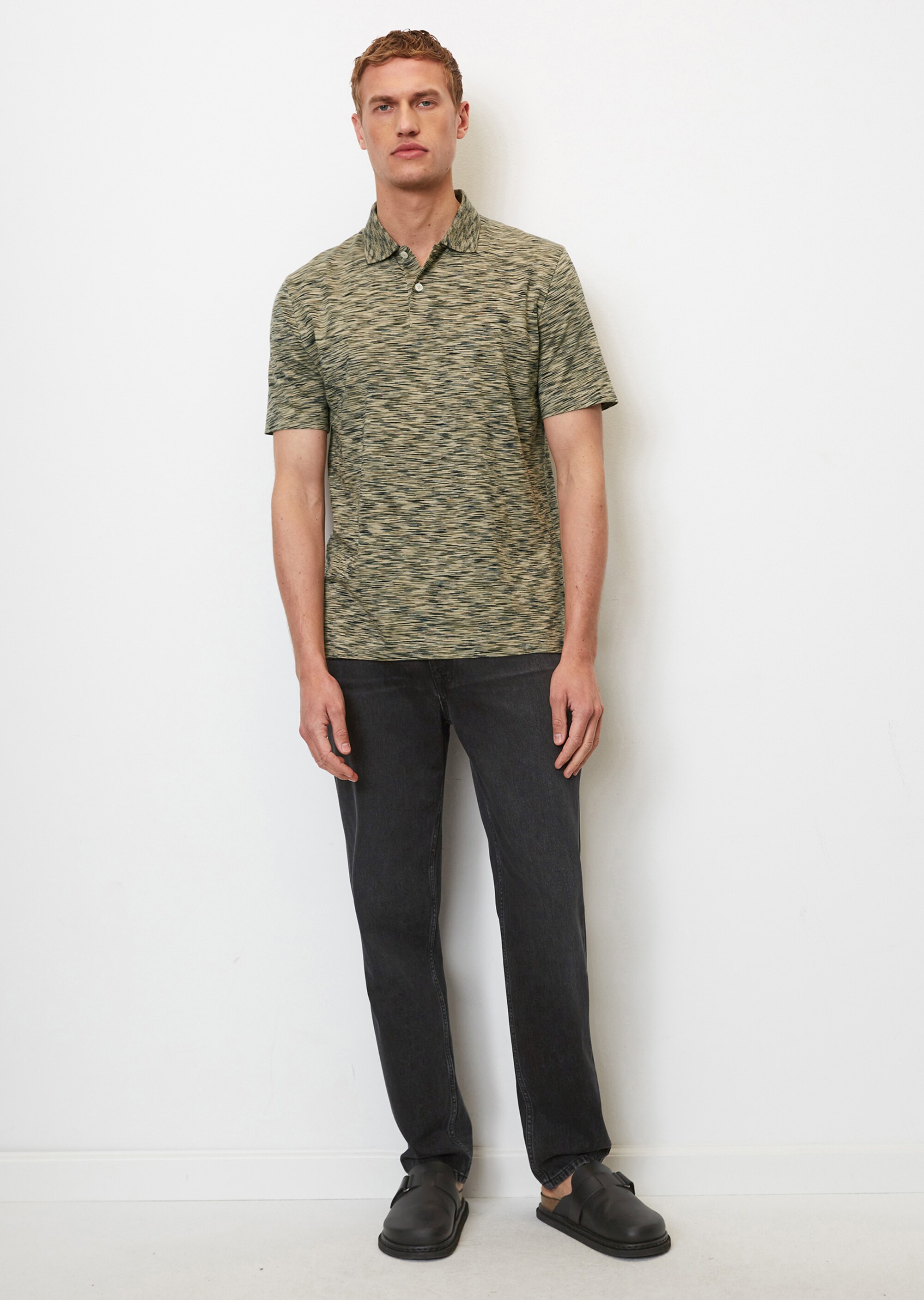 Kurzarm-Poloshirt Jersey regular in mittelschwerer Space-Dye-Jersey-Qualität