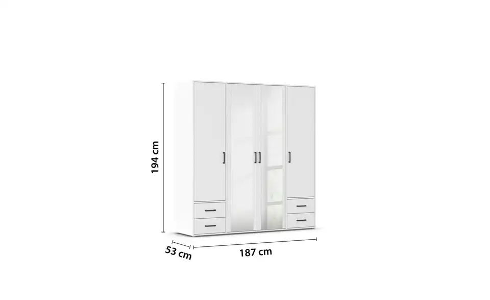 Drehtürenschrank ohne Absetzung 187 cm 4 Stück