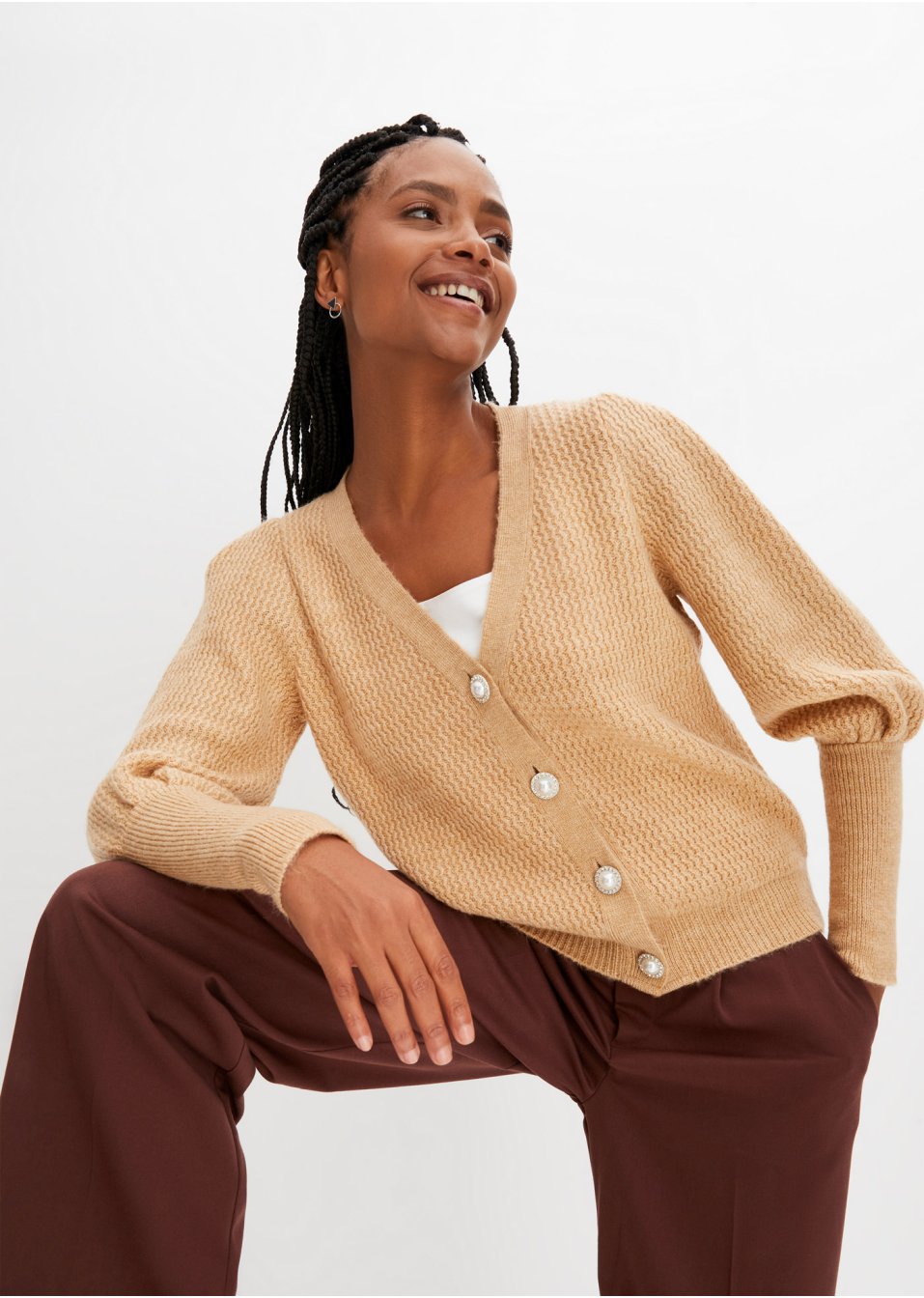Cardigan en maille avec boutons décoratifs