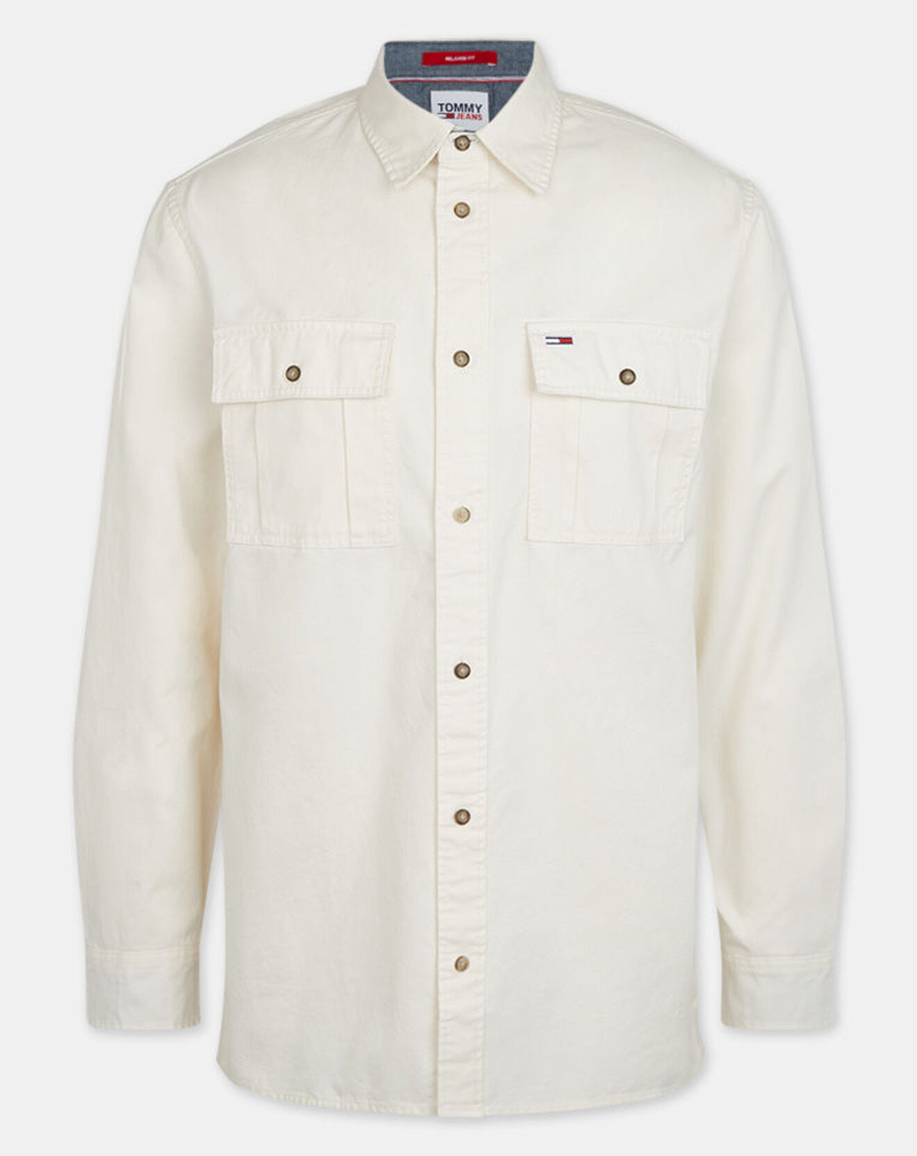 Tommy Jeans Surchemise ample 100% Coton Bio Essential Twill blanche