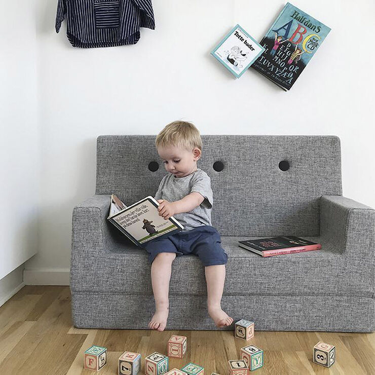 by KlipKlap KK Kids sofa Grå m. grå knap