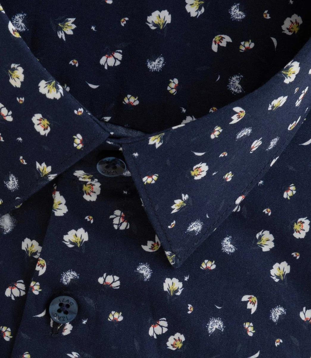 Chemise imprimée florale marine 
