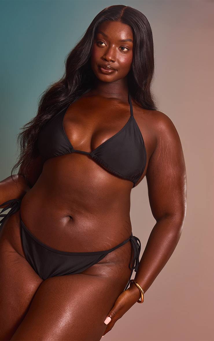 Noir Bas De Bikini Grande Taille À Nouer Sur Les Côtés Mix & Match