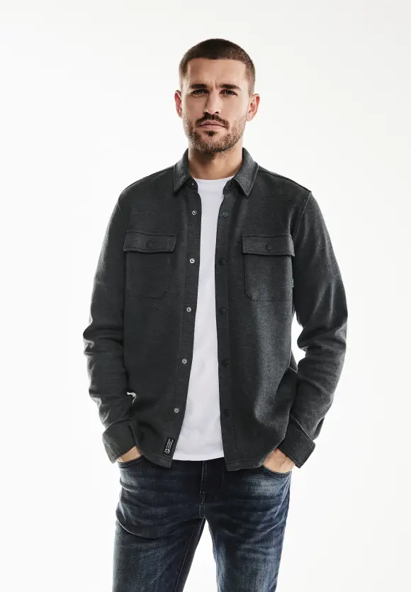 Overshirt in Melange Optik - anthra grey melange
