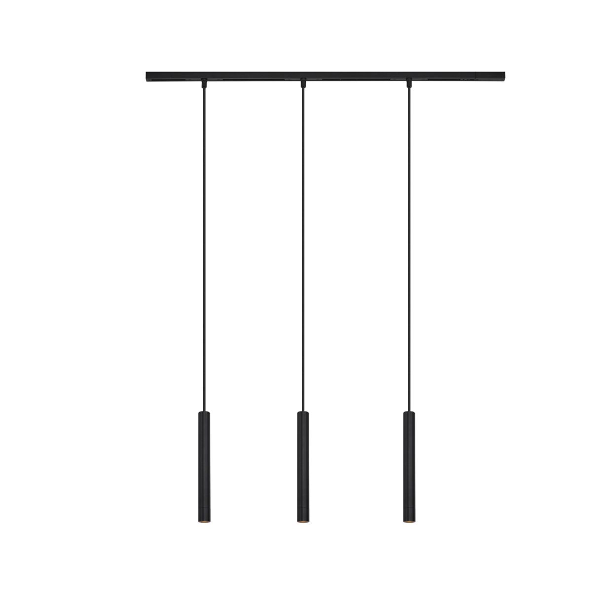 Modern railsysteem met 3 hanglampen zwart 1-fase - Slimline Keno