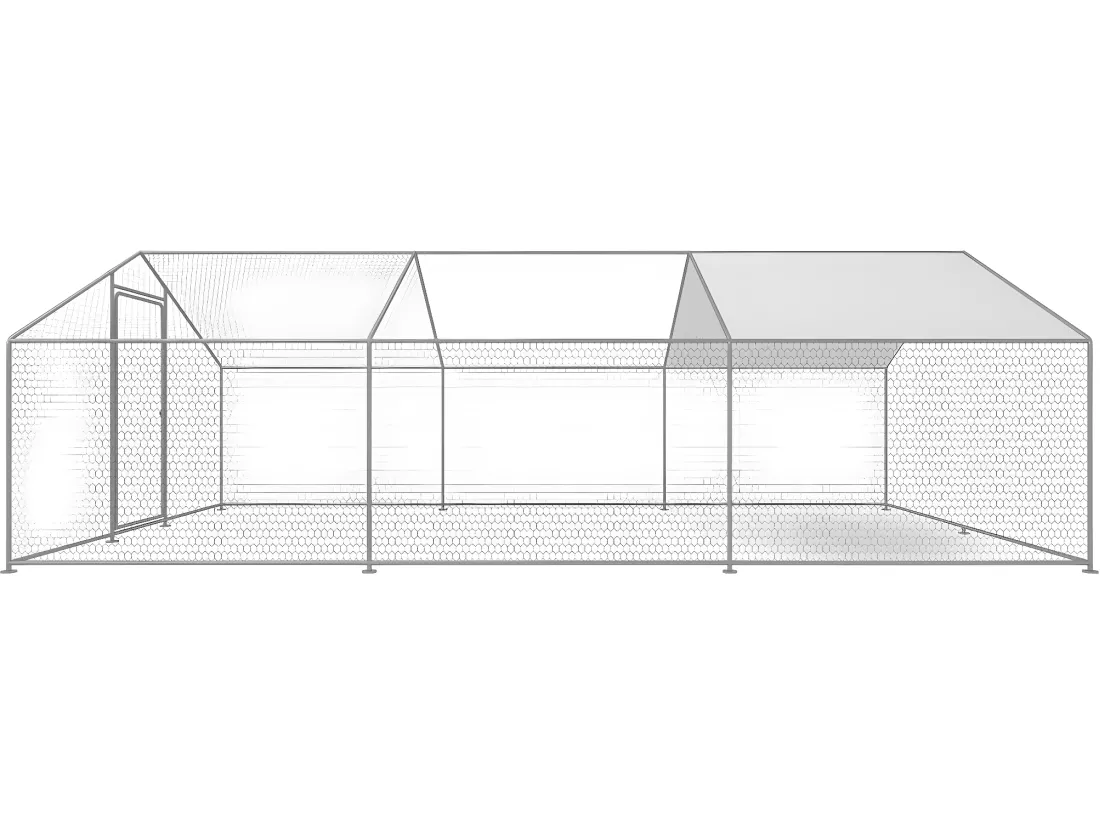 Enclos à poules 18 m² parc grillagé 6 x 3 x 2 M acier galvanisé