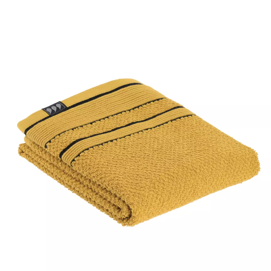 Serviette de bain coton (50 x 90 cm) Black Line Jaune ocre / noir