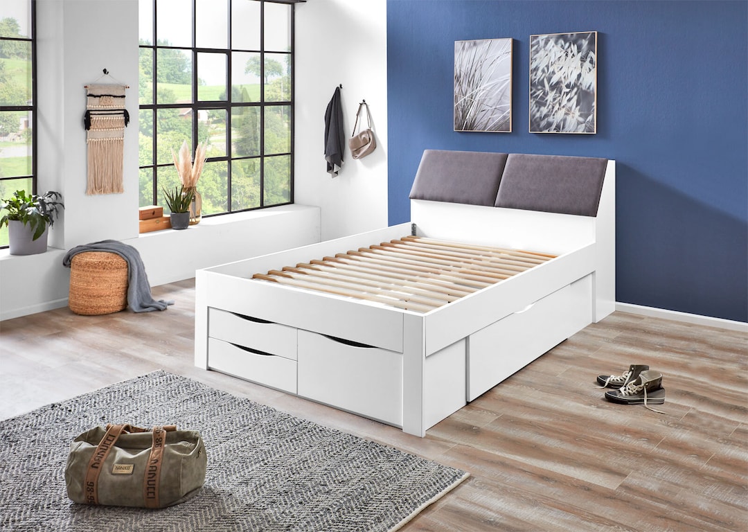 Stauraum-/Funktionsbett MAXI 140 x 200 cm weiß