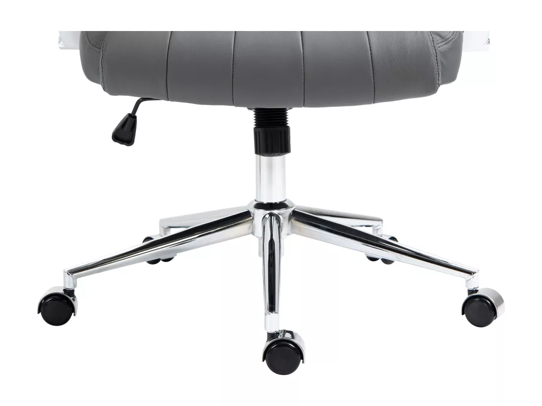 Chaise de bureau - Véritable cuir & Métal chromé - Gris - Wigan