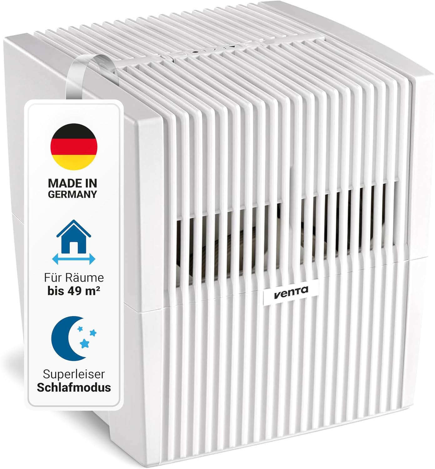 Venta Luftbefeuchter LW25 Classic Original, sehr leise 21 dB(A), energieeffizient 2 Watt, hygienische Kaltverdunstung ohne Filter, großer 7 l-Tank, bis 49 m², mit Duftfunktion