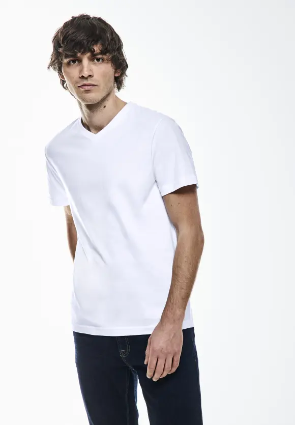 Basic V-Neck  T-Shirt - White
