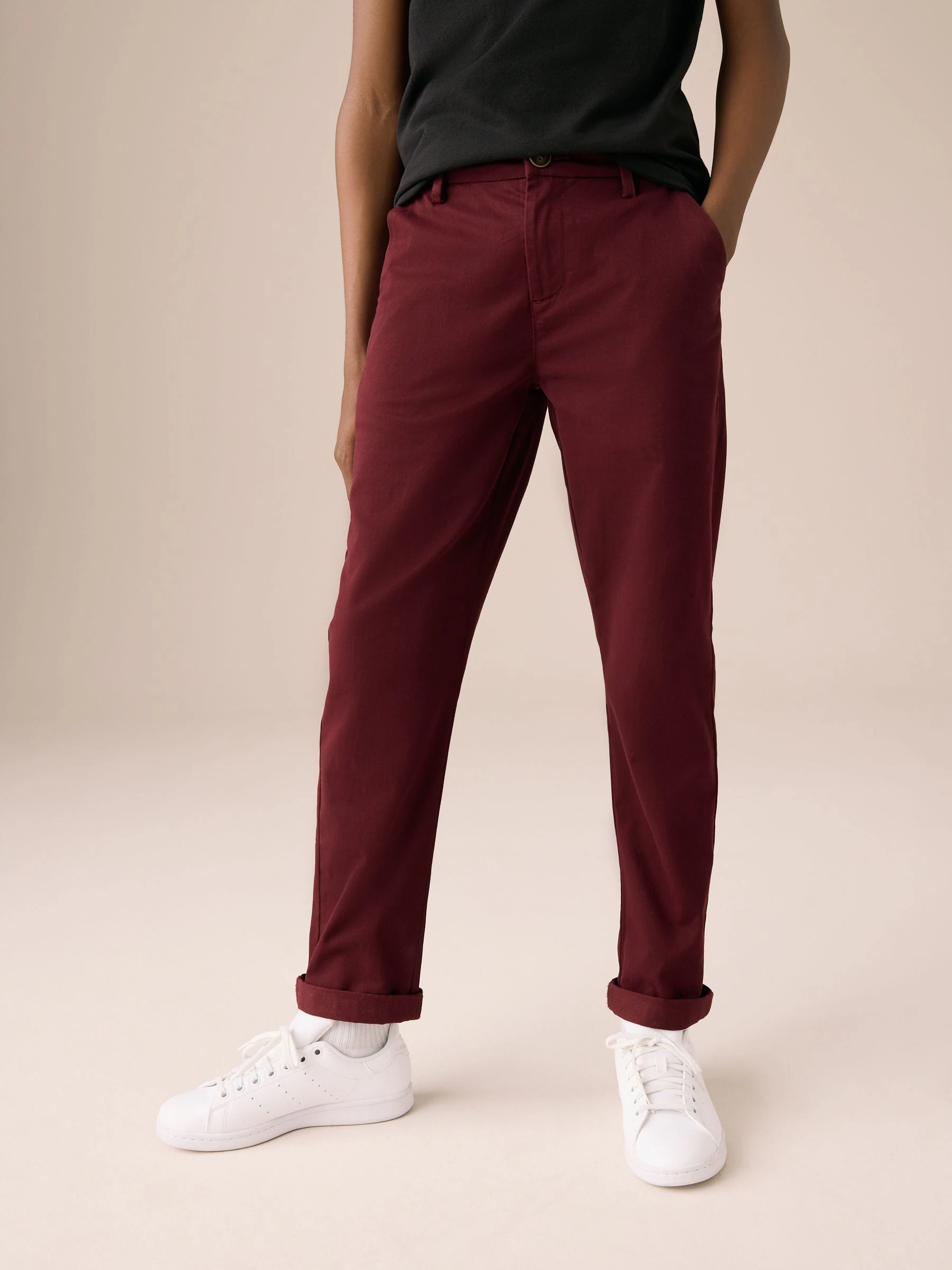 Bordeauxrood - Stretchy chino's (3-17jr)