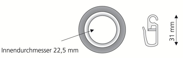 Liedeco Gardinenring »Gardinenring, Stilring, Ringe für Gardinenrohre 16 mm 