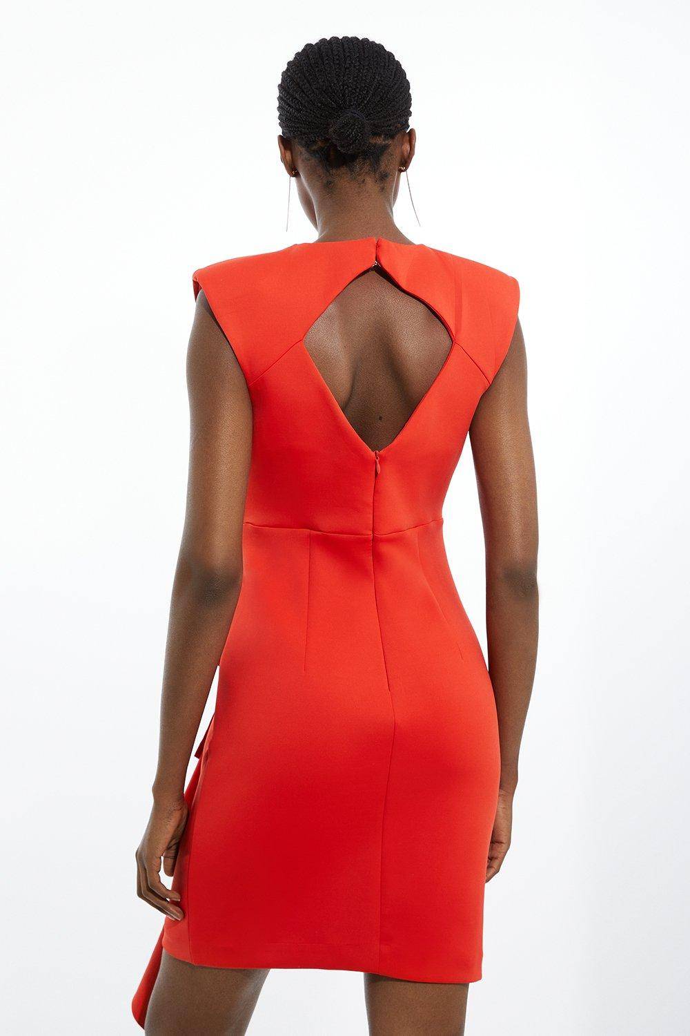 KarenMillen Robe Mini Ajustée En Tissu Scuba Avec Détail Rosette