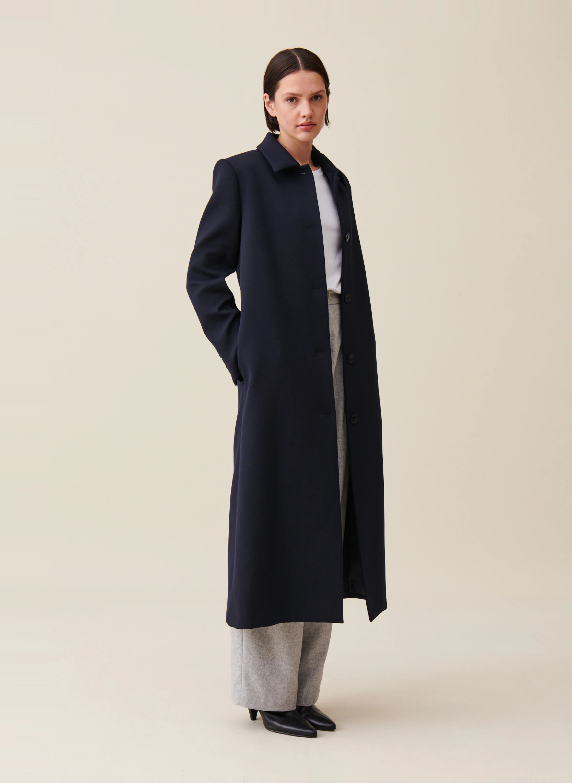 Manteau long droit | Bleu