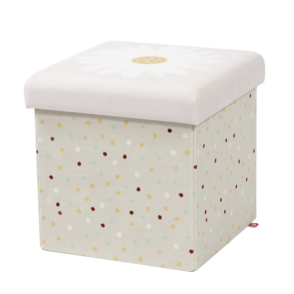 Pouf coffre cube Clara fleur - L30xP30xH30 cm