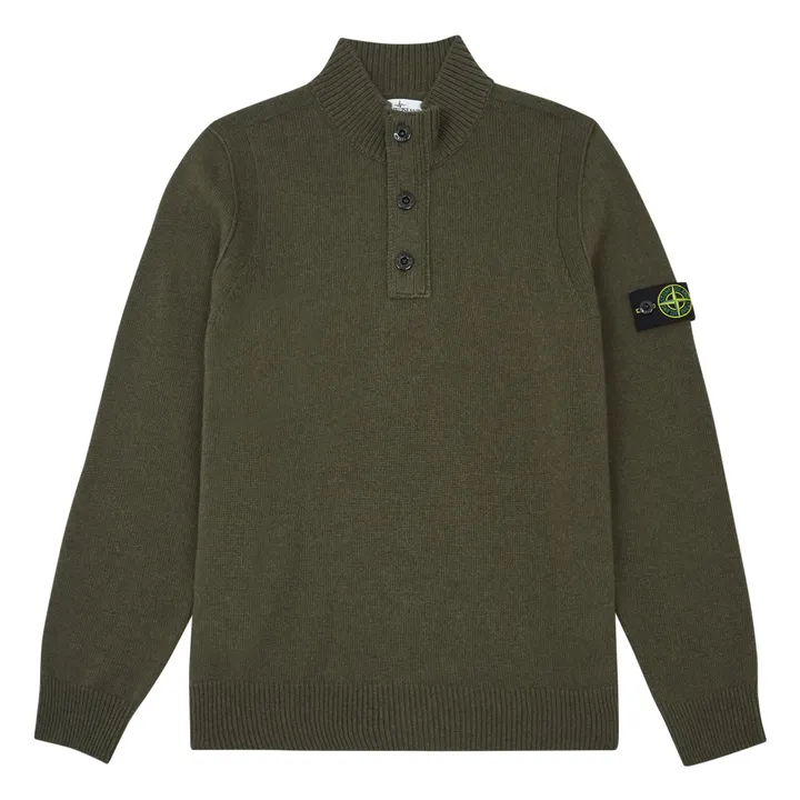 Stone Island Pull Col Camionneur  | Vert kaki