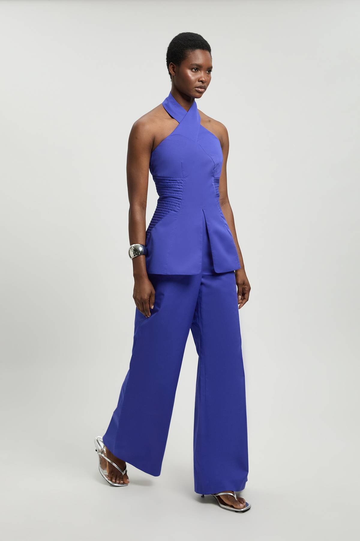 KarenMillen Combinaison-pantalon Petite En Satin De Coton Ajusté À Col Licou