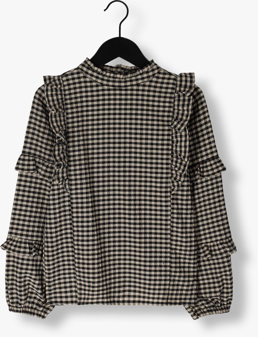 LIKE FLO zwarte like flo blouse woven ruffle check blouse