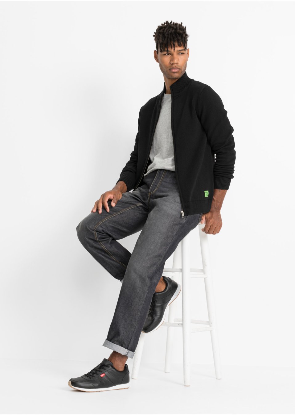 Gilet en maille col montant en matières recyclées