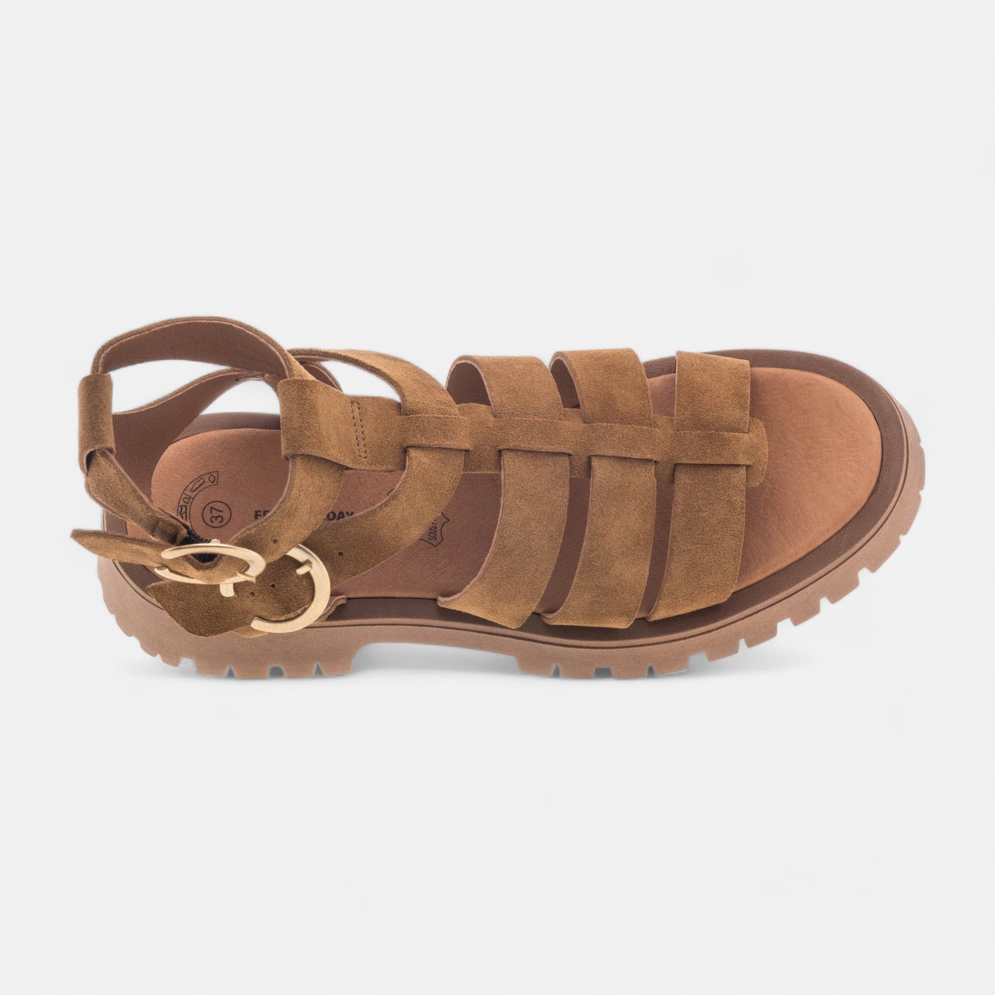 Sandales Femme en cuir cognac