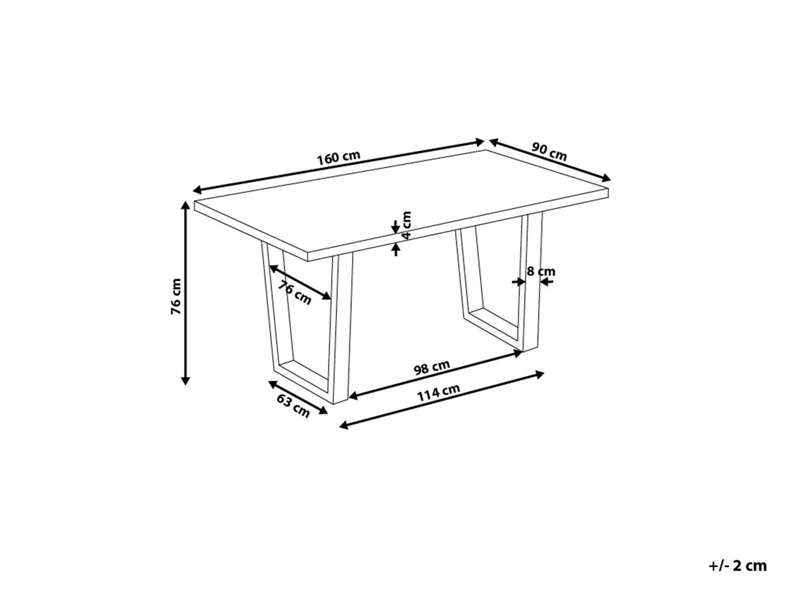 Eettafel AUSTIN Donker walnoothout 90 cm 160 cm