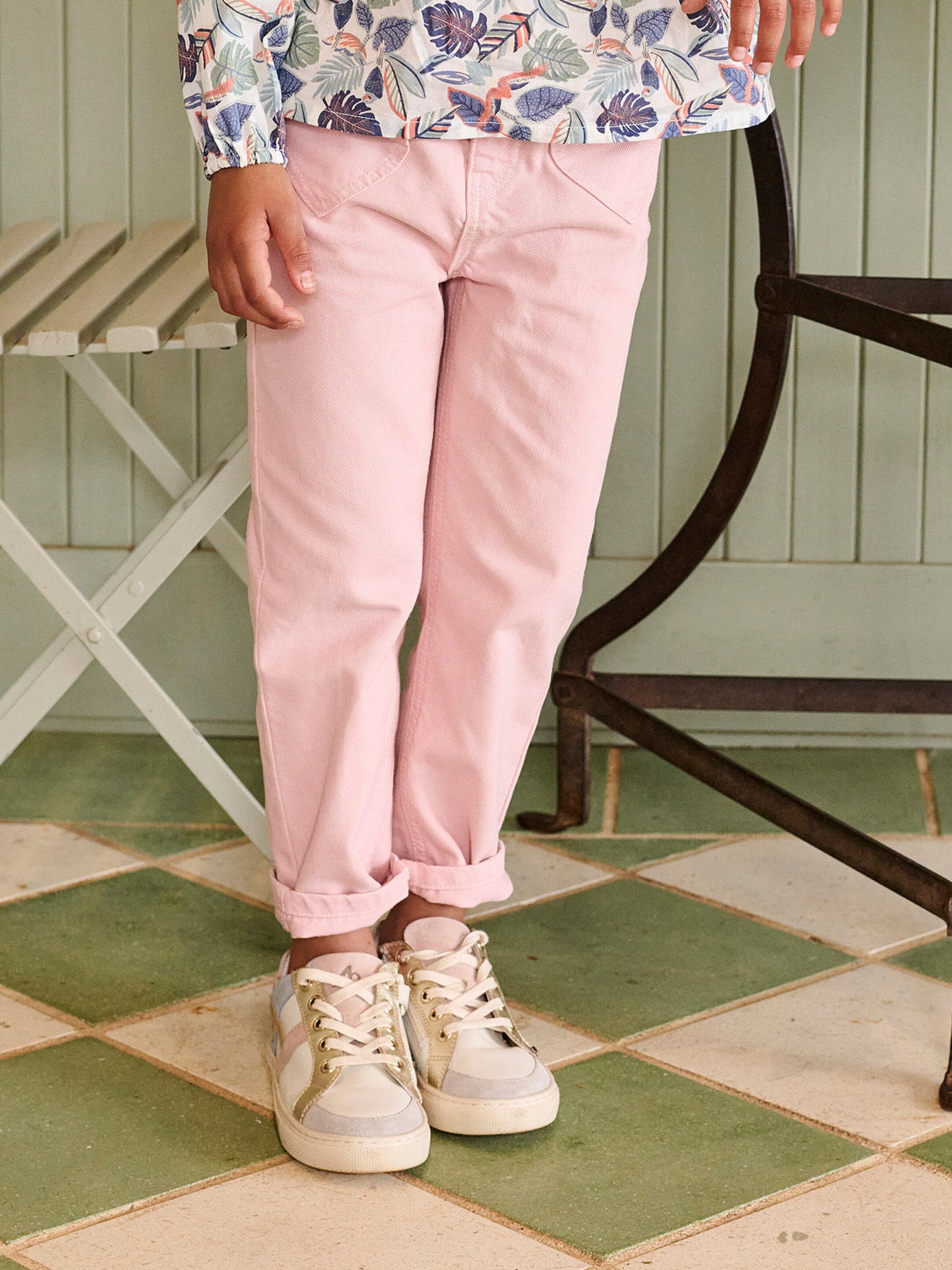 Vertbaudet Mädchen Paperbag-Hose mit Herztaschen pudrig rosa