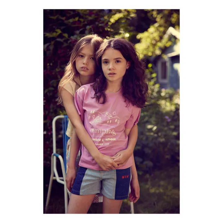 Wander & Wonder T-Shirt Camping Coton Bio | Rose fuschia