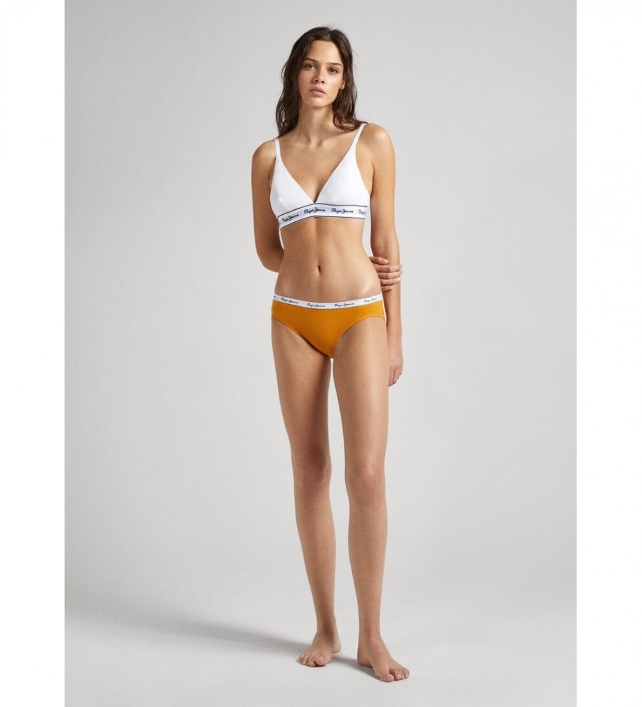 Conjunto de 3 cuecas clássicas Pepe Jeans, laranja e branca.