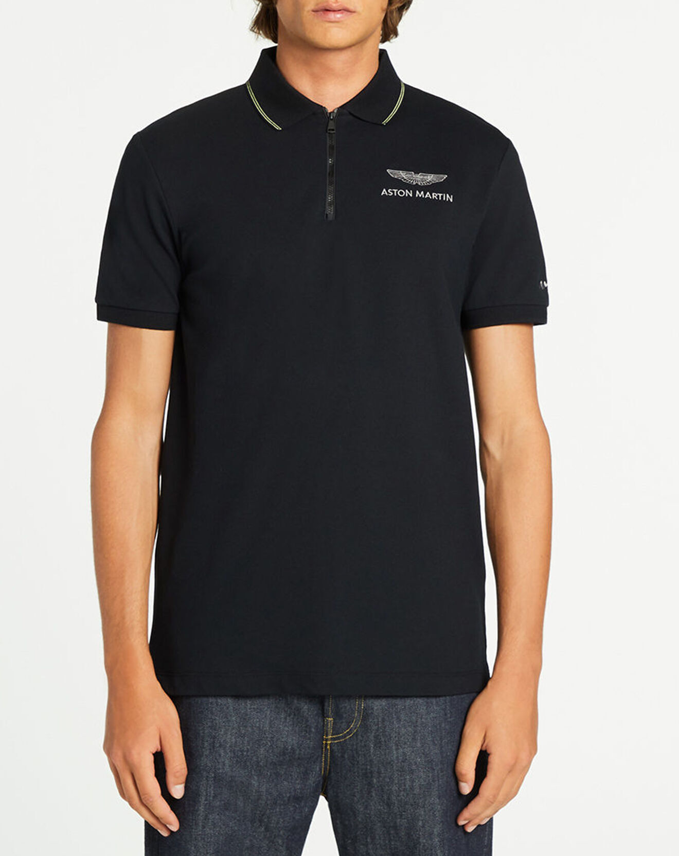 Hackett London Polo en jersey Regular Fit rayé Aston Martin Racing noir