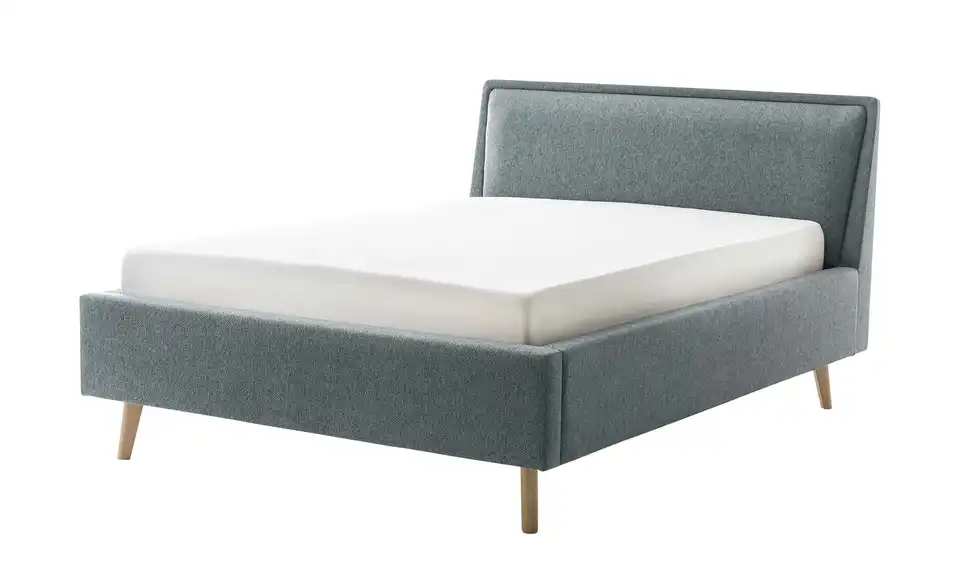Polsterbett Blau 140 cm ohne Bettkasten Eiche
