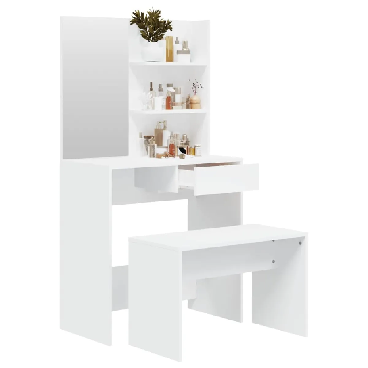 vidaXL Ensemble Coiffeuse - Blanc