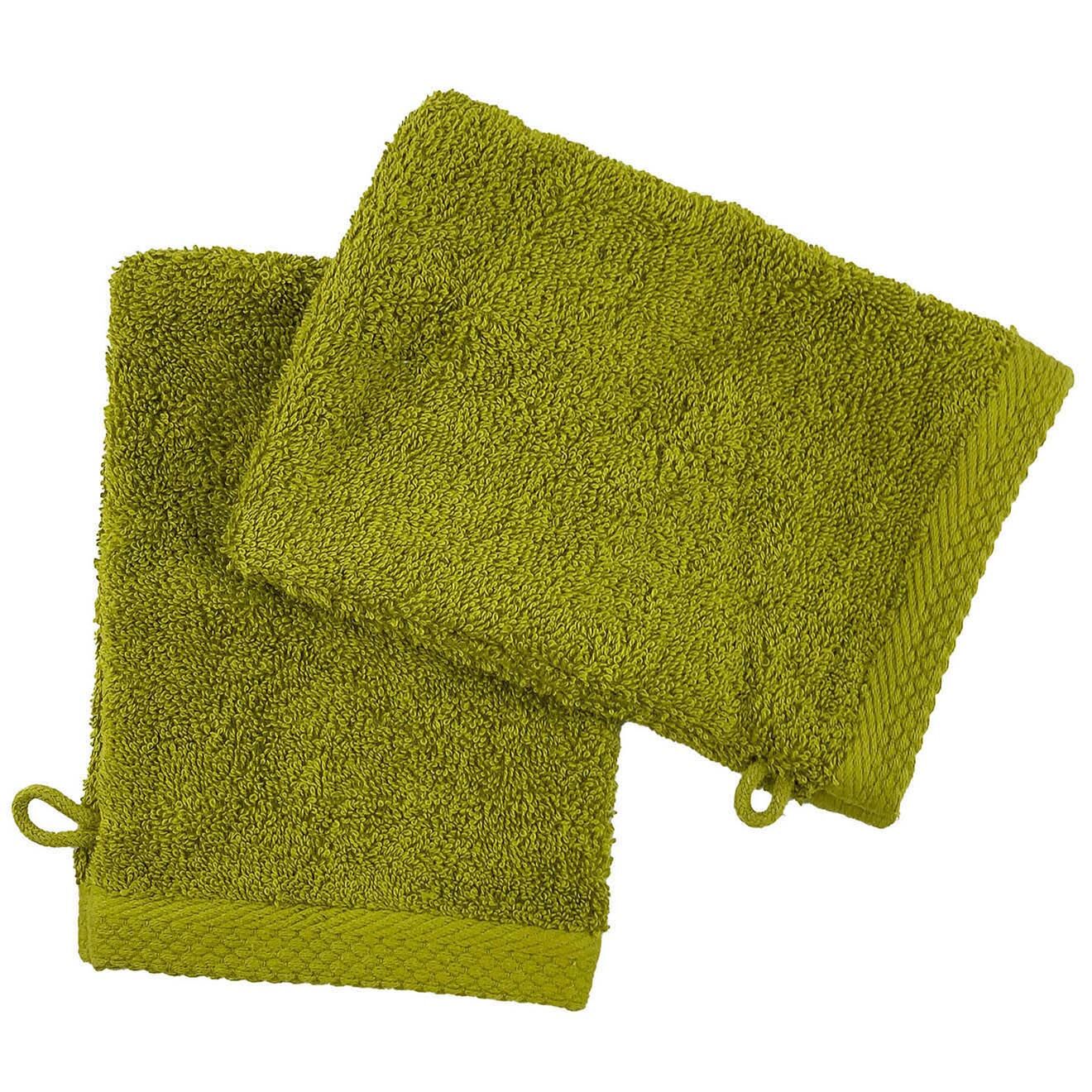 Soft by Perle de Coton 2 Gants de toilette olive - 16x21 cm