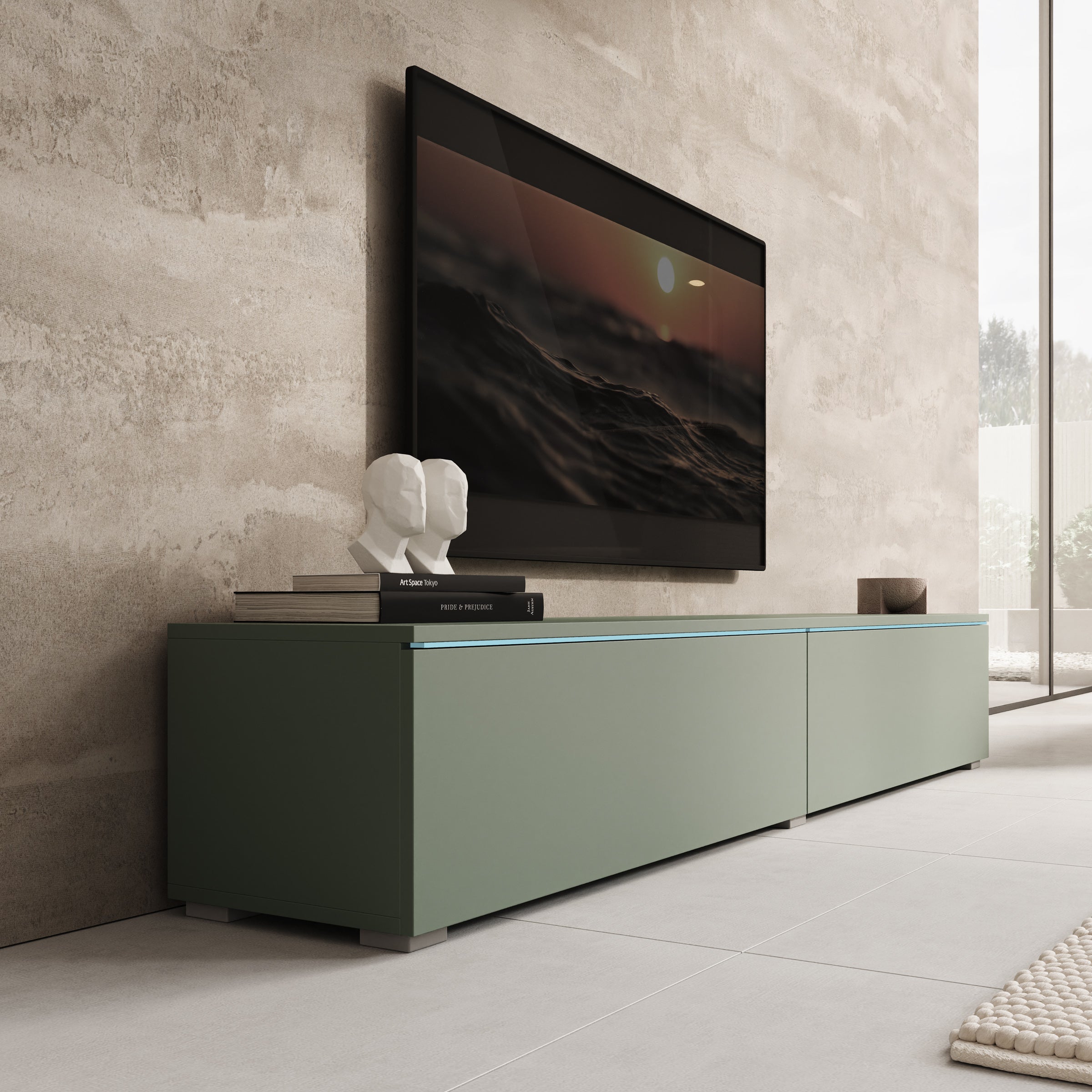 Dixon - TV-Meubel - Groen - 180x33x30 cm