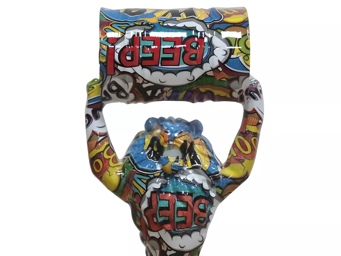 Statue lion debout avec baril motifs cartoon H32 cm - CARTOON