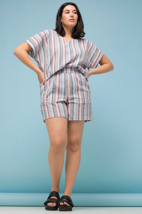 Shorts, Wide Legs, HighWaist, Streifen, Elastikbund