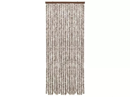 Rideau anti-mouches taupe et blanc 56x200 cm chenille