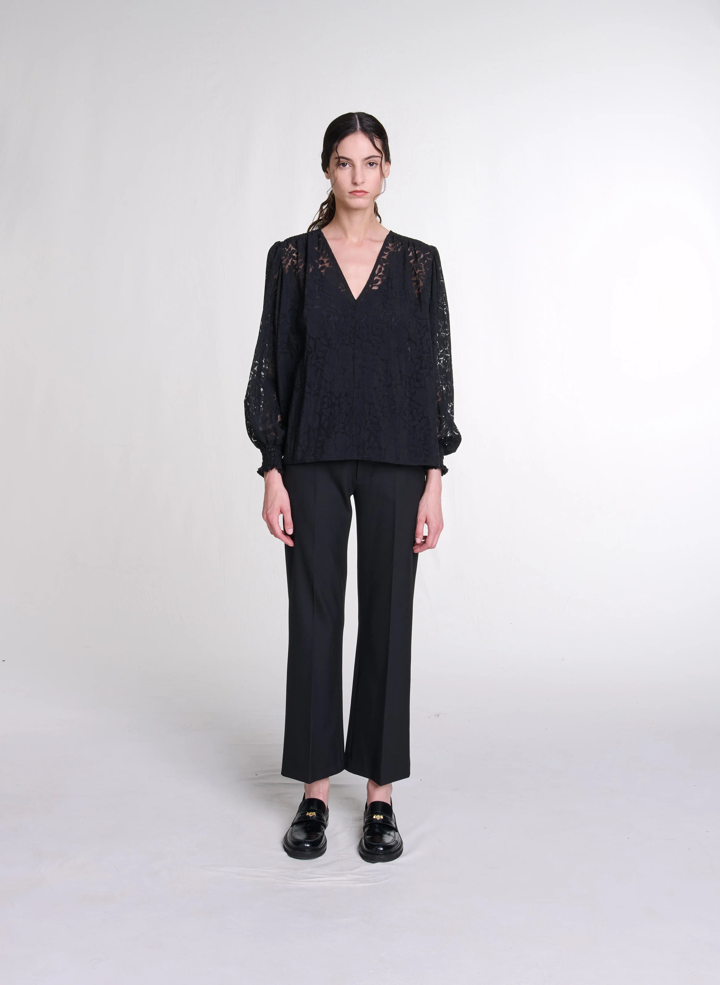 Top manches longue à motifs | Noir