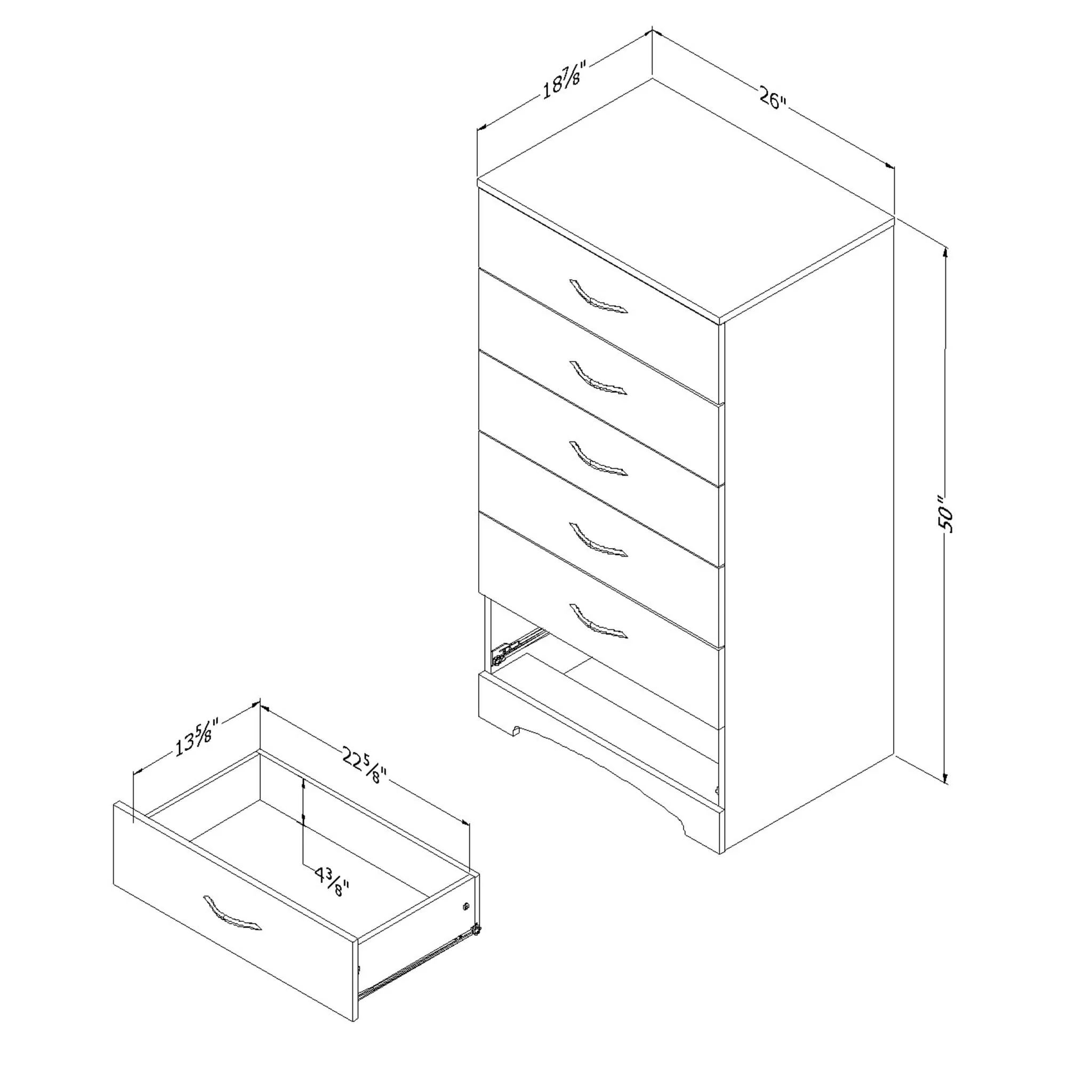 South Shore Commode 6 Tiroirs - Step One Chêne Gris