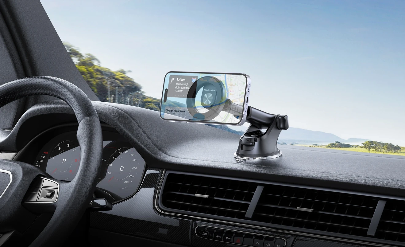 2in1 Universal Magnetische MagSafe Auto KFZ 360° Dashboard und Lüftungsgitter Smartphone Halterung inkl. Magnet Ring - Schwarz