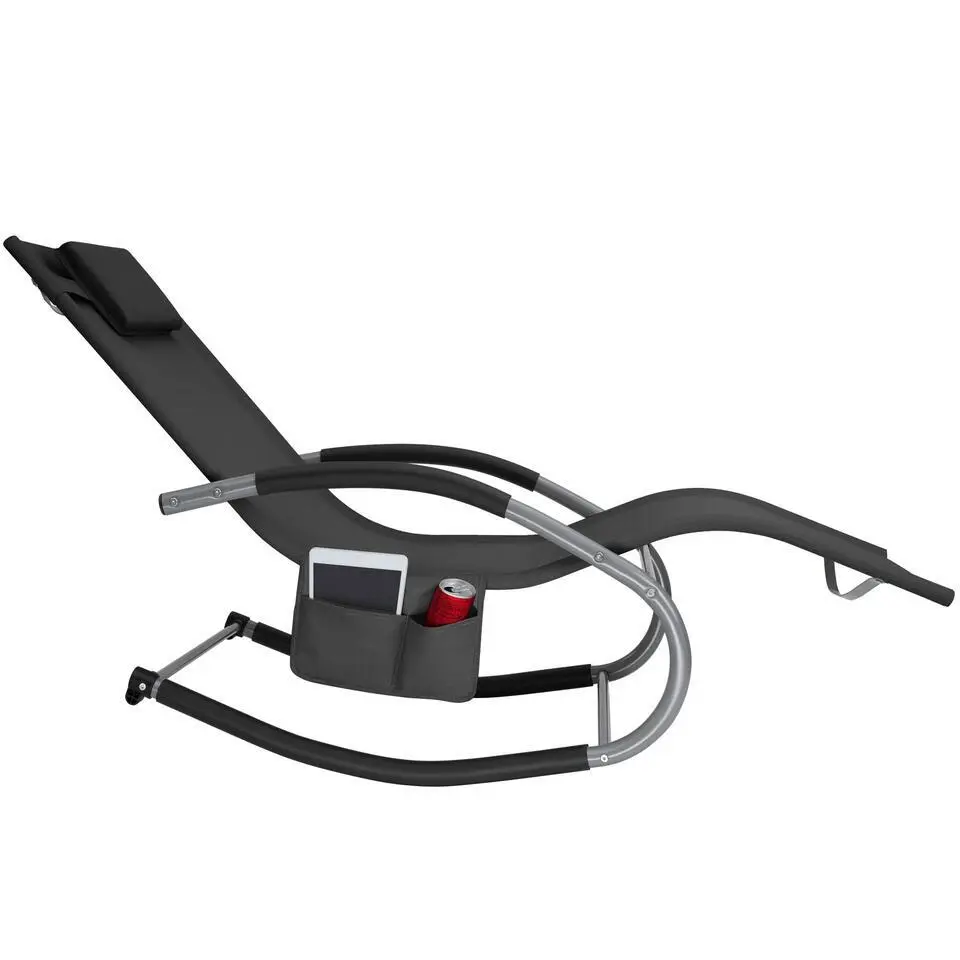 tectake Ligstoel Taya, ergonomisch, schommelfunctie, Zwart